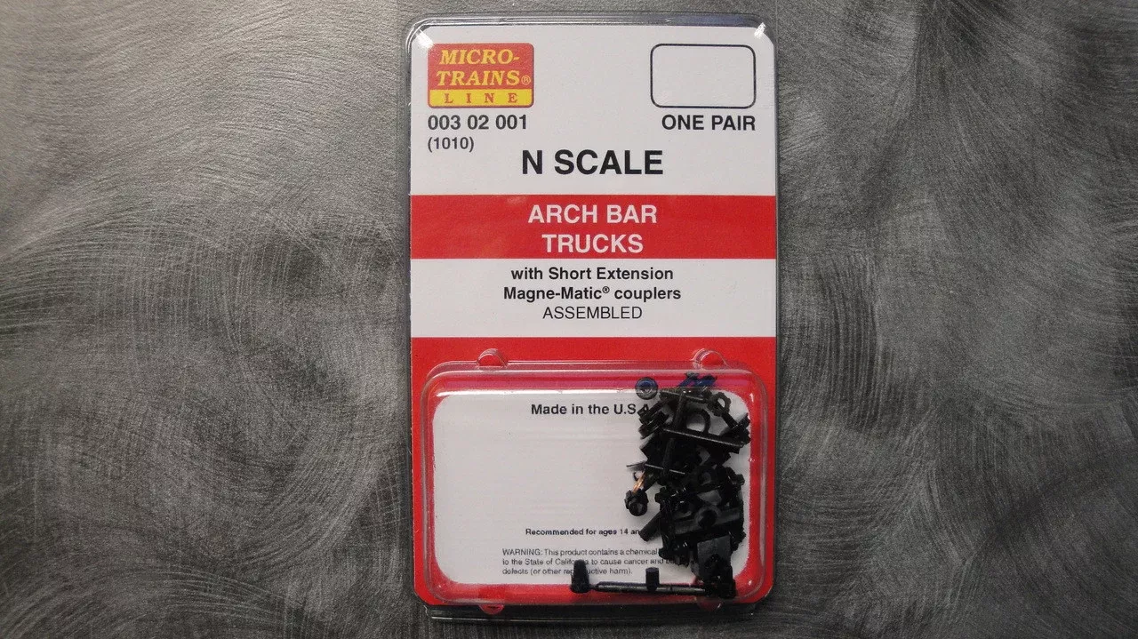 00302001 MICRO TRAINS / 003 02 001 ARCH BAR TRUCKS- SHORT EXT CPLRS (1010)(SCALE=N)
