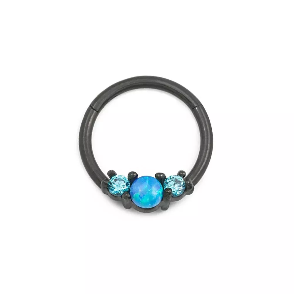 16g 3/8” PVD Black Opalescent Clicker Ring — Price Per 1