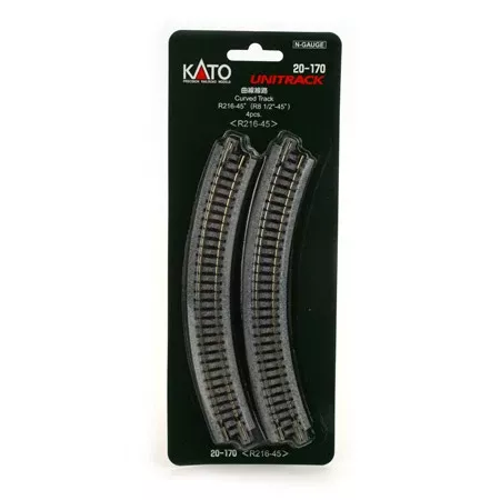 216mm 8-9/16" Radius Curve 45-Degree Unitrack (4) 381-20170