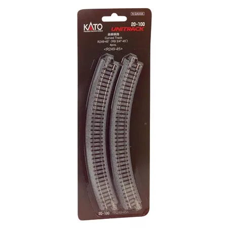 249mm 9-3/4" Radius Curve 45-Degree Unitrack (4) N Scale 381-20100