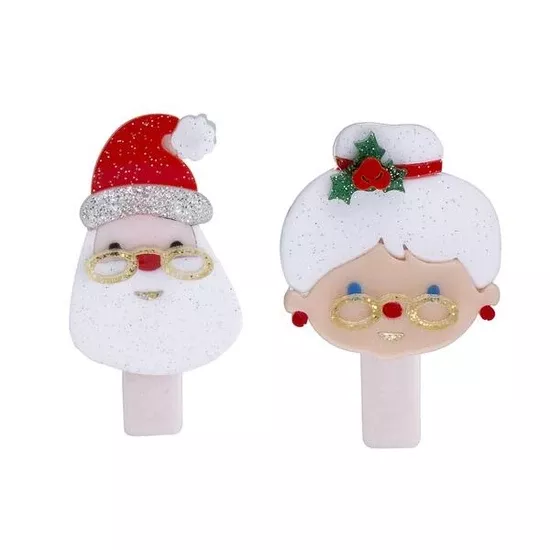 Acrylic Hair Clips -Santa & Mrs Claus
