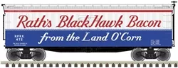 Atlas 3002561 O 40' Wood Reefer 2-Rail Rath's Black Hawk Bacon #478