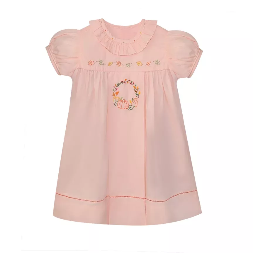 Autumn Wreath Peach Beatrix Dress