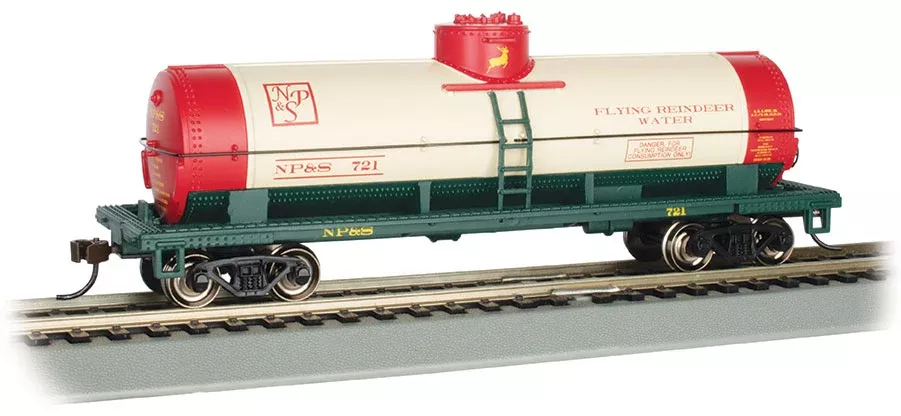 Bachmann 17801 40' SINGLE-DOME TANK CAR -CHRISTMAS FLYING REINDEER WATER NORTH POLE SOUTHERN NP&S #721 HO SCALE NEW