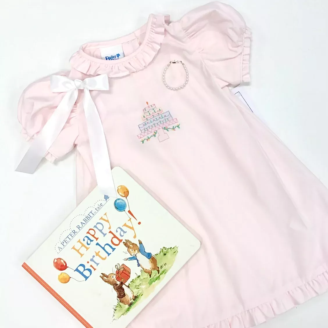 Bailey Boys Pale Pink Embroidered Birthday Cake Dress