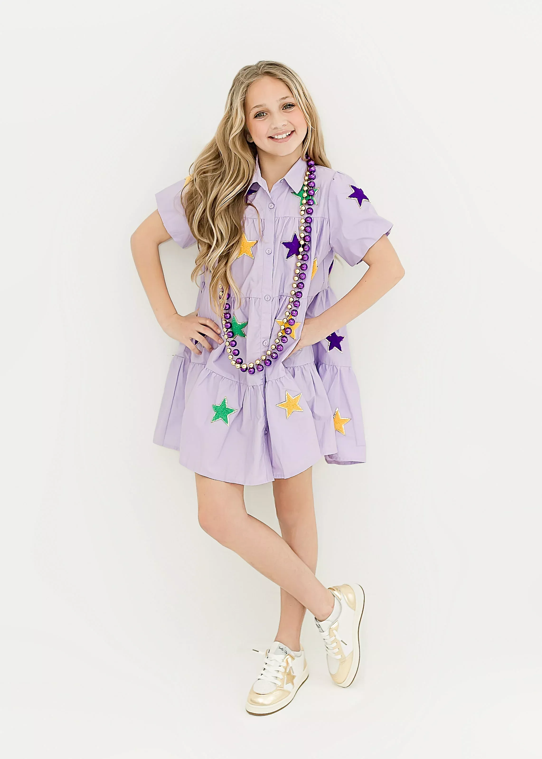 Belle Cher Mardi Gras Chenille Stars Dress