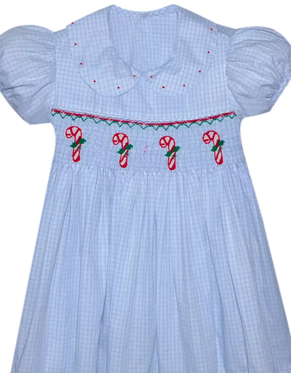 Blue Smocked Emma Jane Candy Cane Dress
