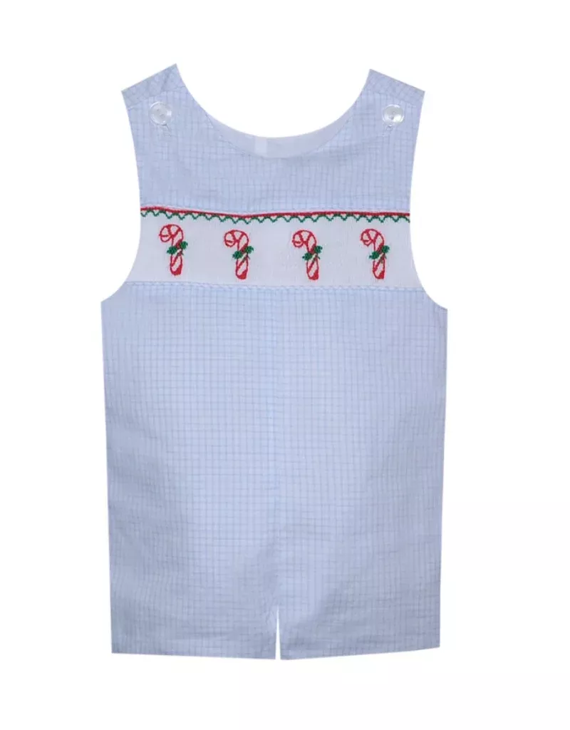 Blue Smocked Graham Candy Cane Shortall