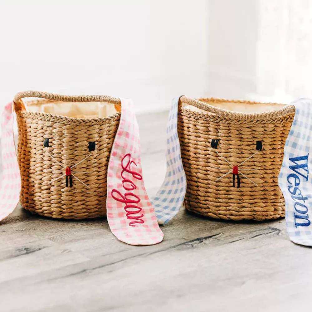 Easter Bunny Baskets with Long Gingham Ears