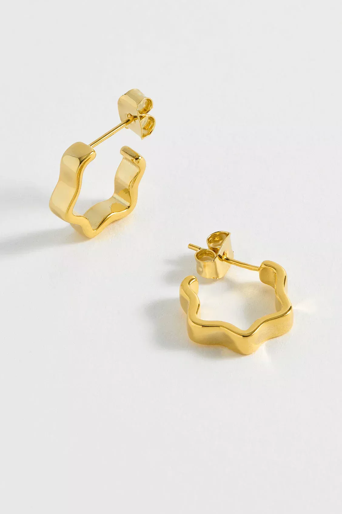Estella Bartlett Gold-Plated Earrings - Flat Wave Hoops