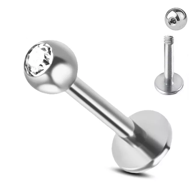 Externally Treaded Labret With Press Fit Jeweled Ball - Pre Sterilized