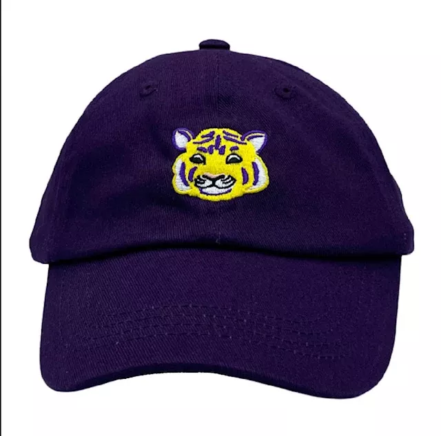 Girl Purple Bits & Bows Baseball Hat - Tiger Face