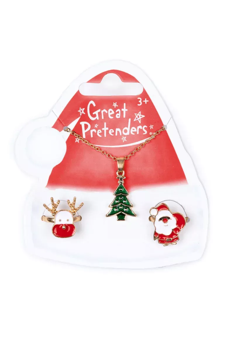 Great Pretenders Christmas Tree Necklace & Ring Set