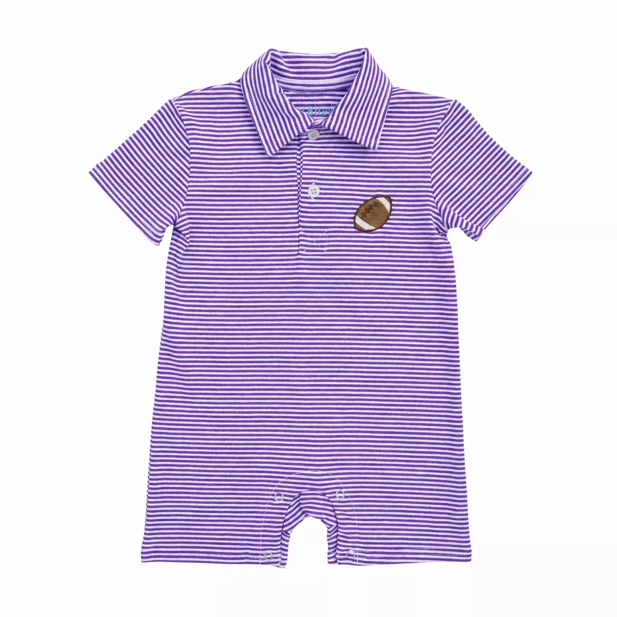 Itsy Bitsy Striped Purple Football Polo Romper