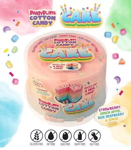 Party Puffs 4.2 Oz Tub Cotton Candy Cake Tub