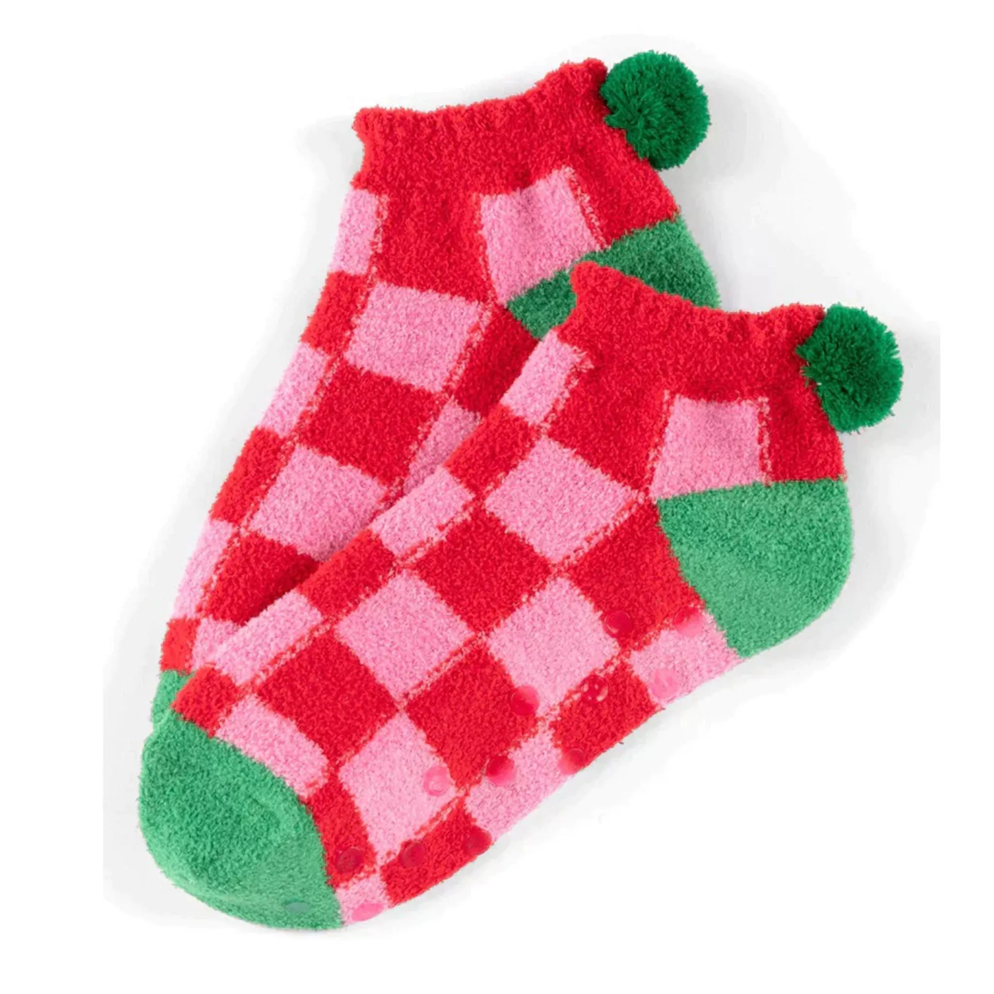 Pax Checkered Multi Plush Socks with Pom Poms