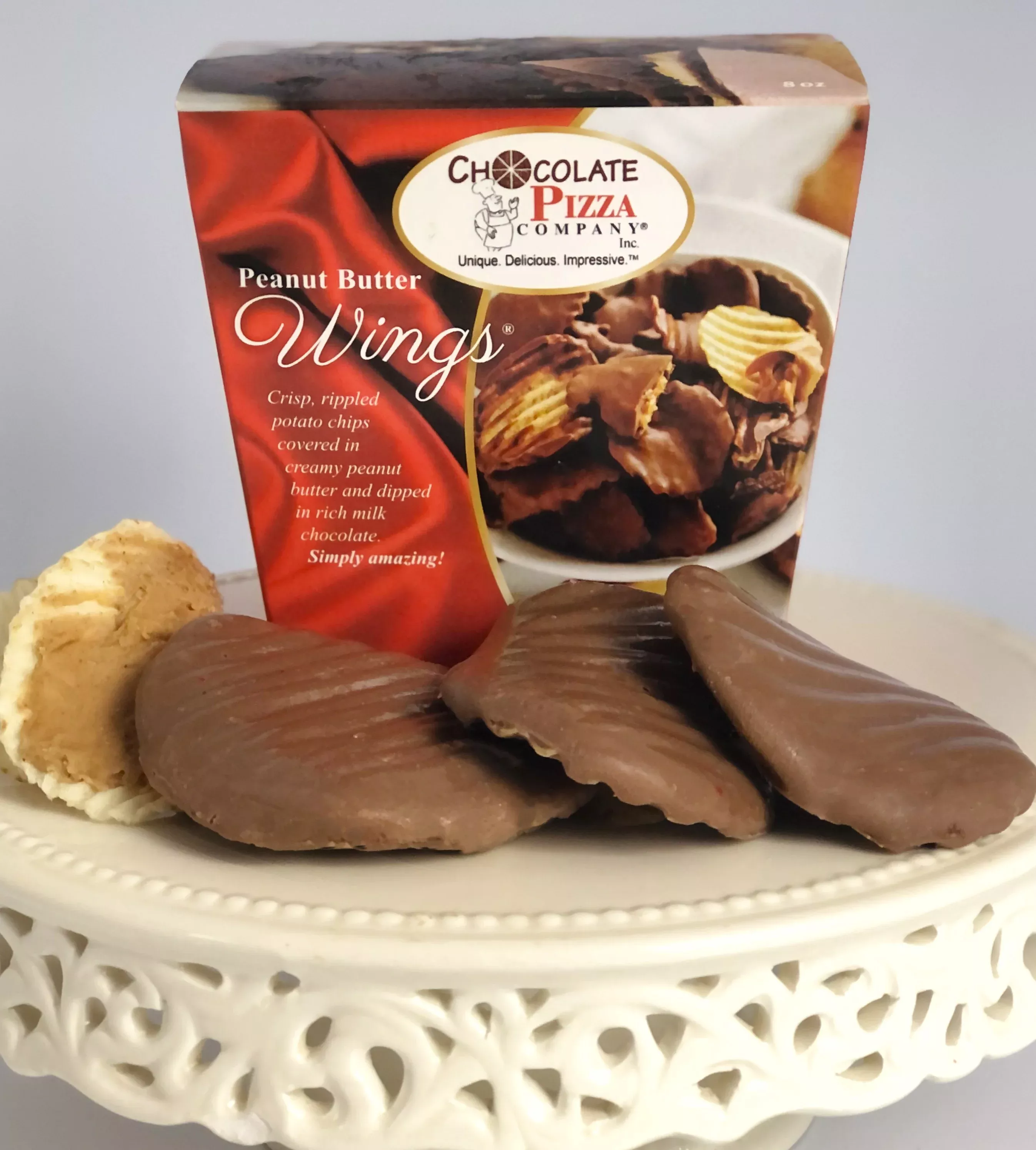 Peanut Butter Wings | potato chips, PB, milk choco, 8 oz