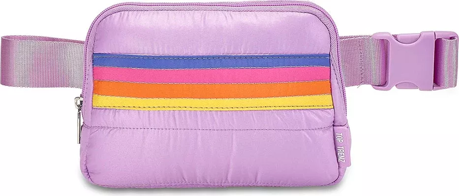 Purple Retro Stripes Puffer Belt