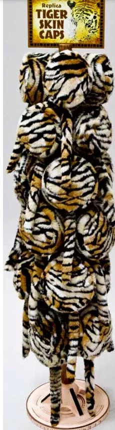Replica Furry Tiger Skin Cap with Tail