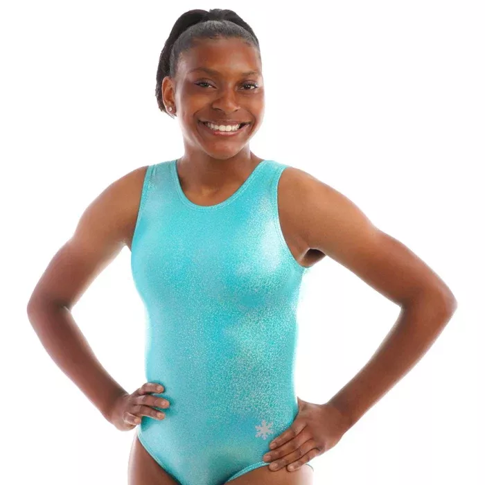 Snowflake Gymnastics Leotard with Scrunchie - Marine Sparkle