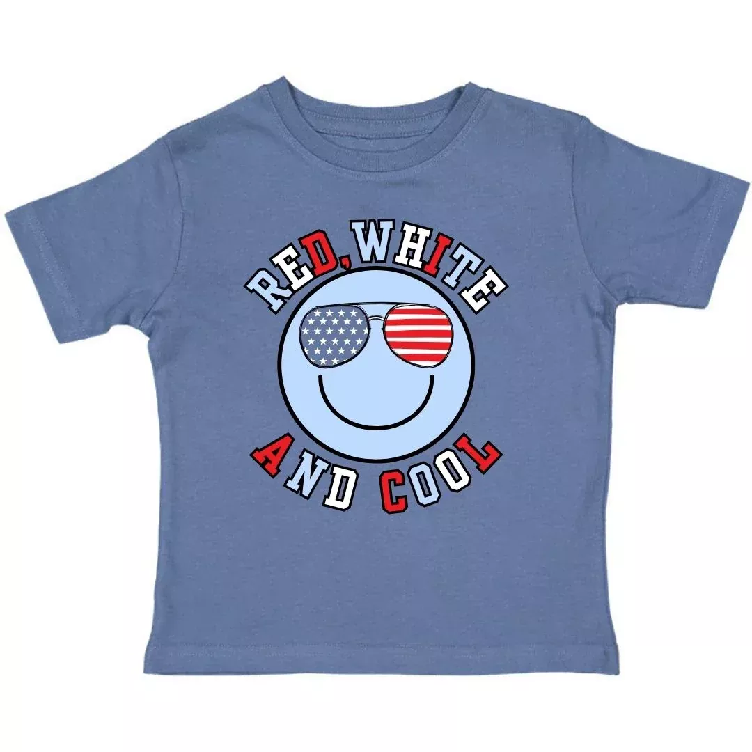 Sweet Wink Red, White & Cool Patriotic Smiley Face S/S T-Shirt