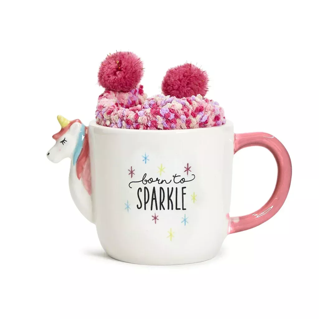 Unicorn Mug w/ Pom Pom Socks Gift Set