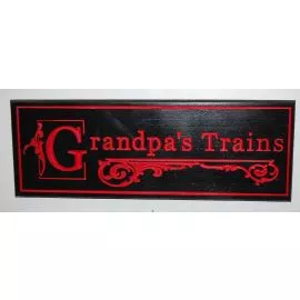 Wooden Grandpa's Trains Black w/Red lettering