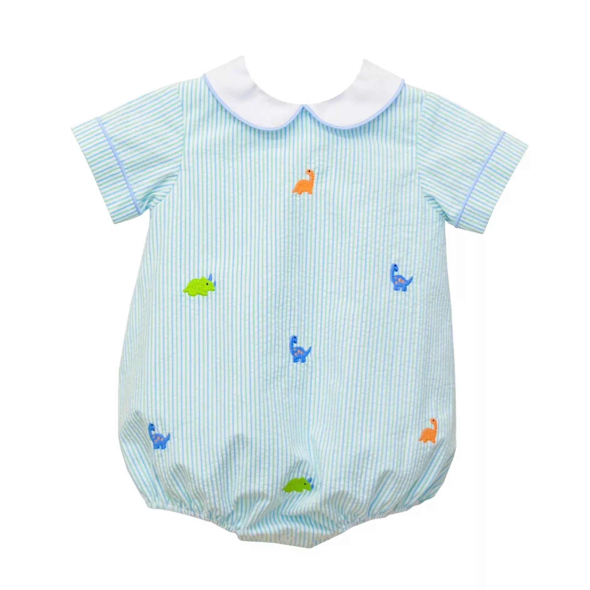 Zuccini Kids Mint Seersucker Peter Pan Dino Bubble